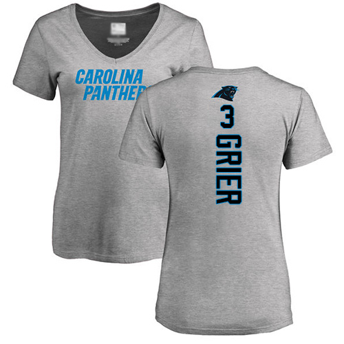 Carolina Panthers Ash Women Will Grier Backer V-Neck NFL Football #3 T Shirt->women nfl jersey->Women Jersey